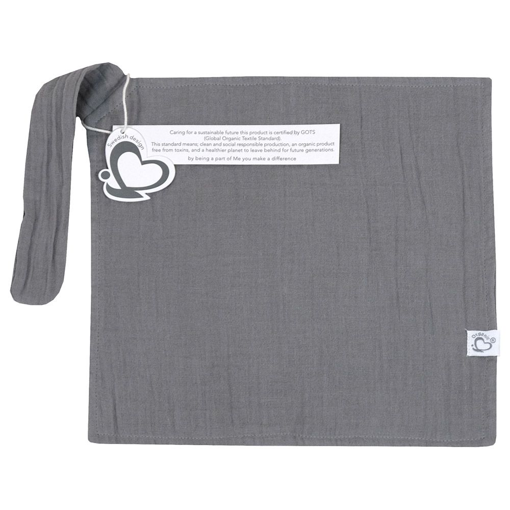 Me - Organic Pacifier Holder Snuggle - Crinkle Muslin - Grey