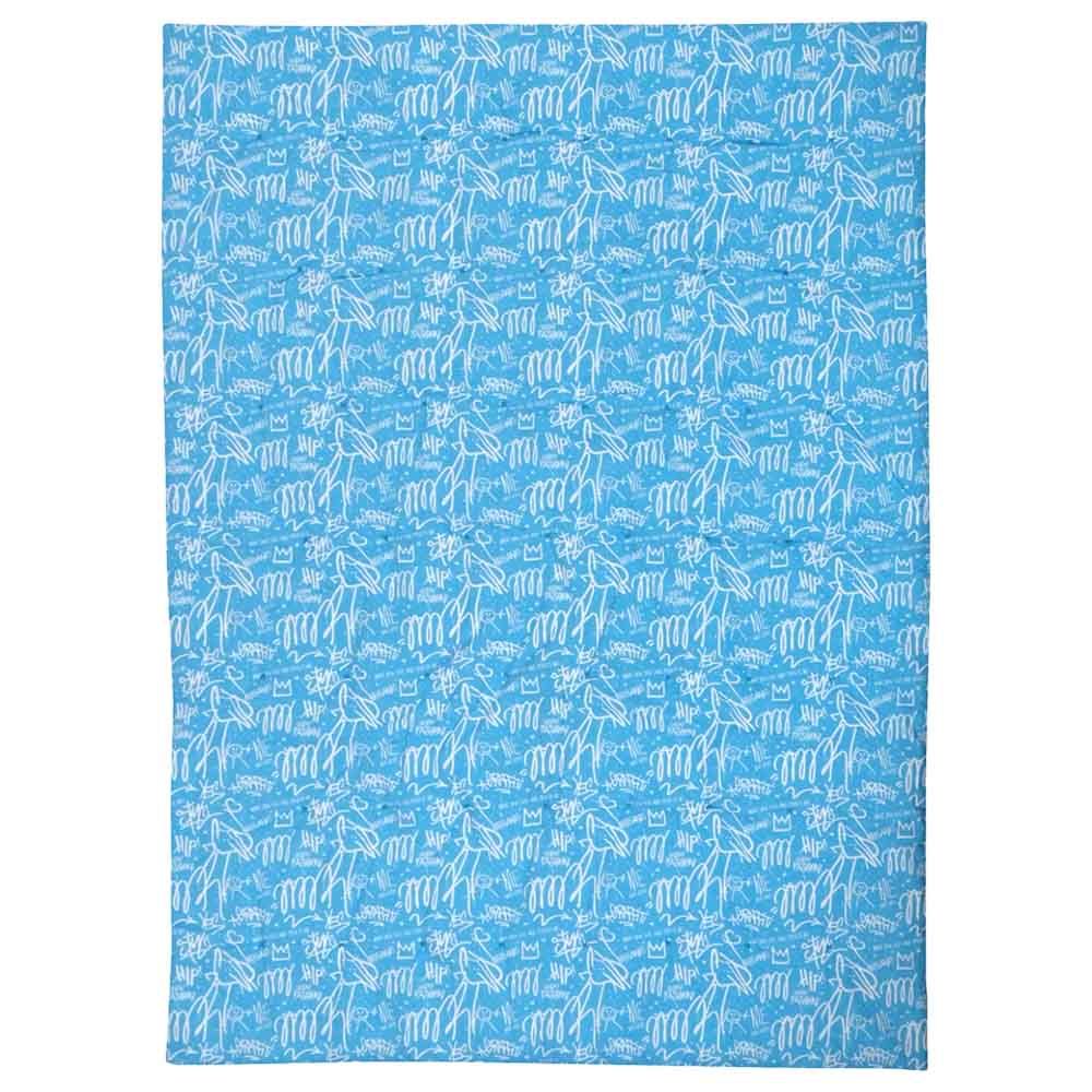 Me - Organic Graffiti Quilted Blanket - Blue