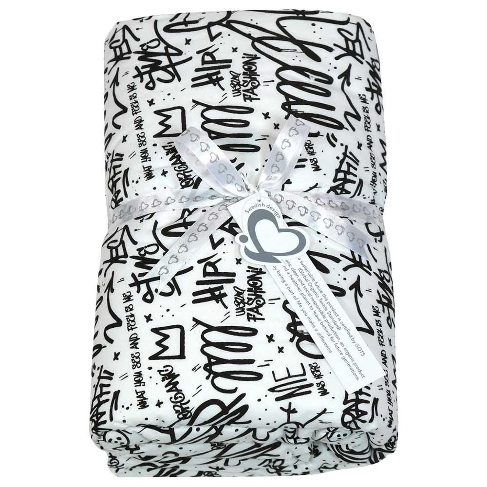 Me - Organic Quilted Blanket - Graffiti - Black