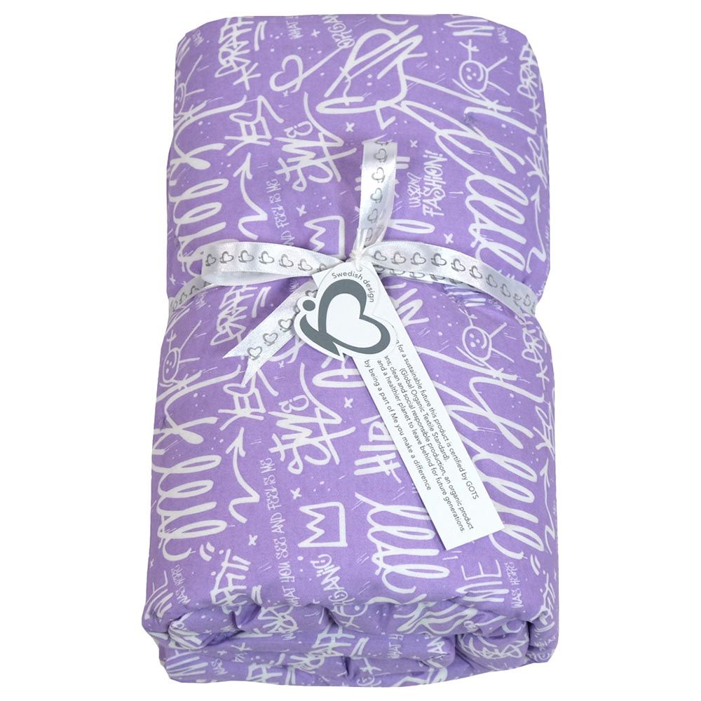 Me - Organic Graffiti Quilted Blanket - Purple