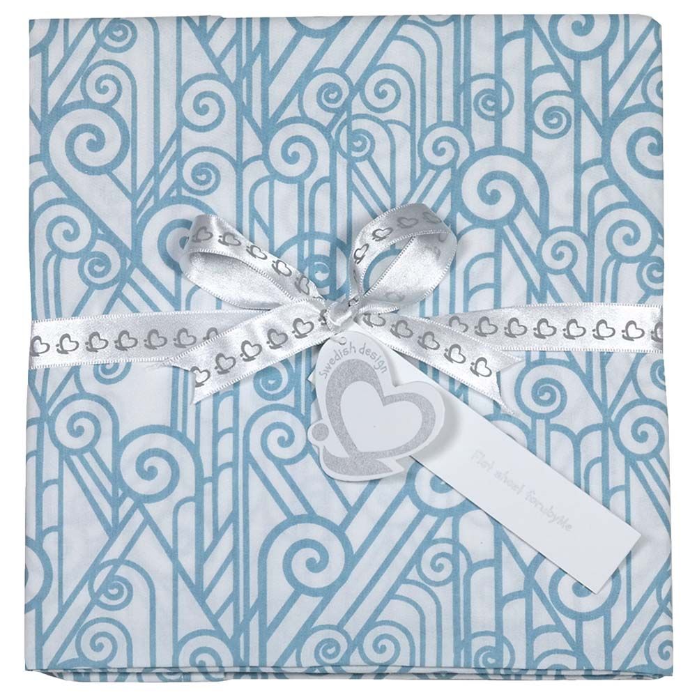 Me - Organic Baby Sheet Vintage Spirals - Vintage Blue