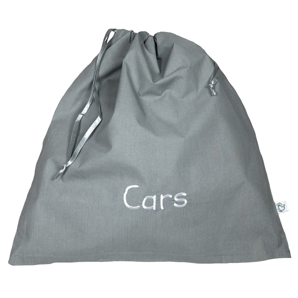 Me - Organic Toy Storage Bag - Messy Me Cars - Grey