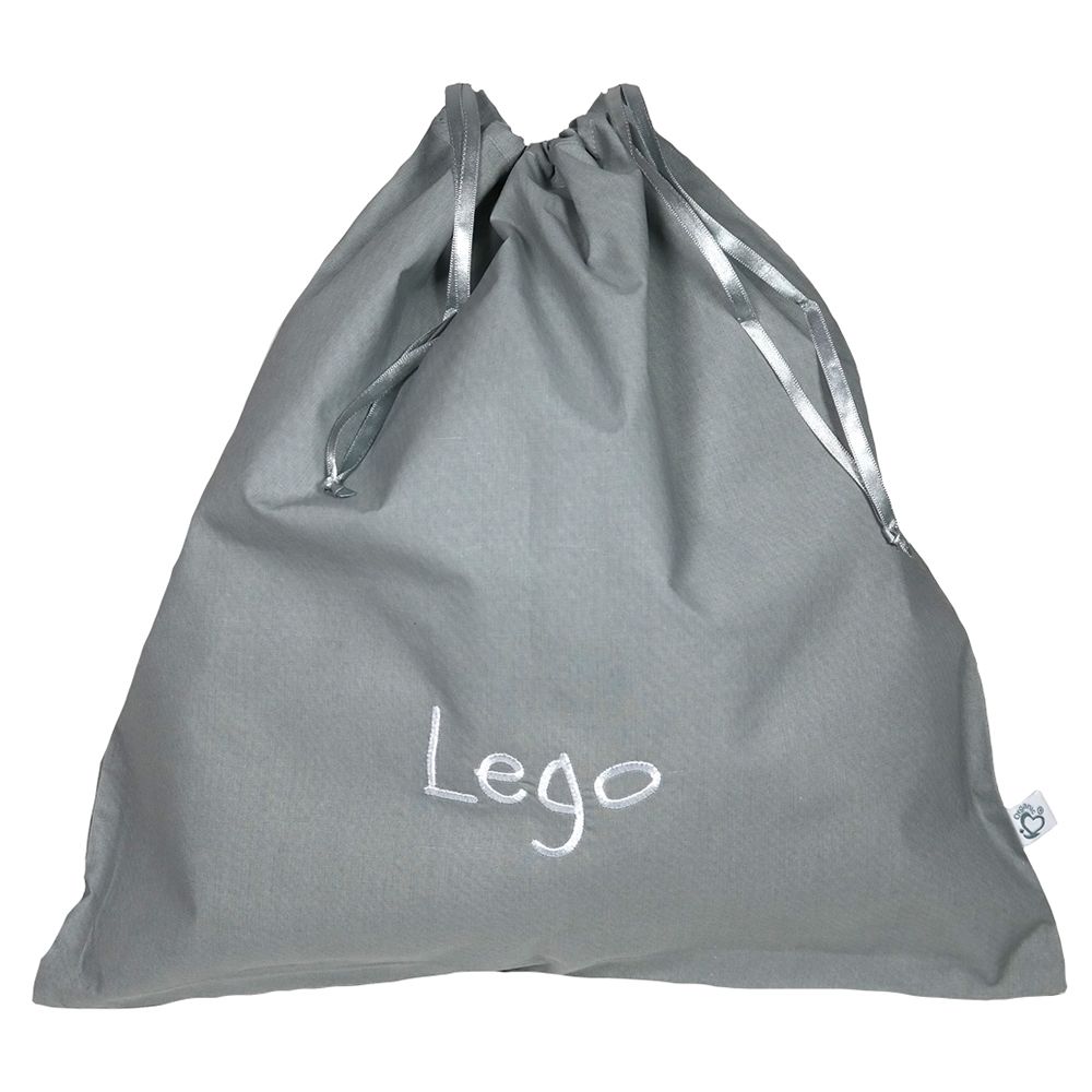 Me - Organic Toy Storage Bag - Messy Me Lego - Grey