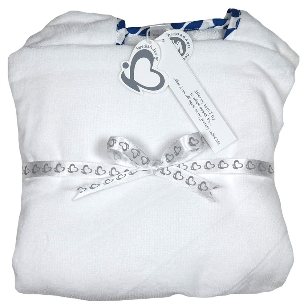 ME - Organic Baby Poncho - Raindrop - White & Blue - 1-2y