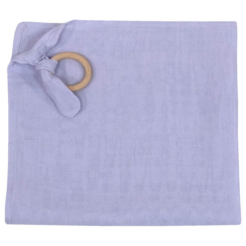 Me - Organic Teething Ring Muslin Blanket - Lavendel