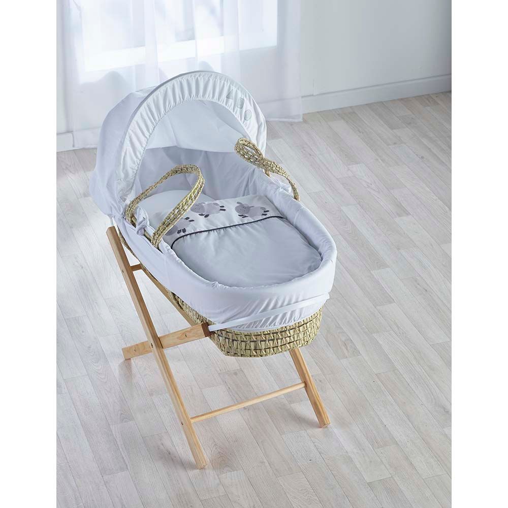 Kinder Valley - Three Little Sheep Palm Moses Basket - White