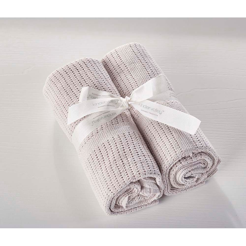 Kinder Valley - Cotton Cellular Blanket Pack of 2 - Grey