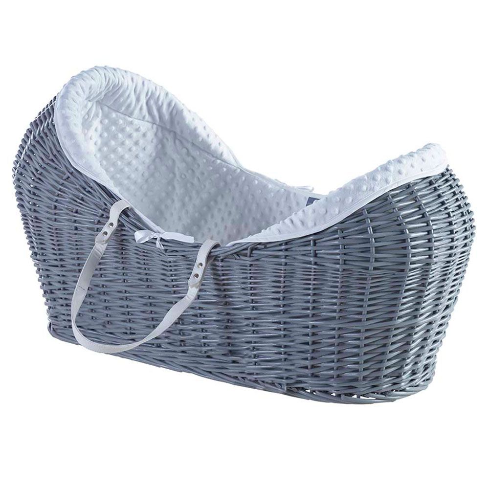 Kinder Valley - White Dimple Grey Pod Moses Basket 