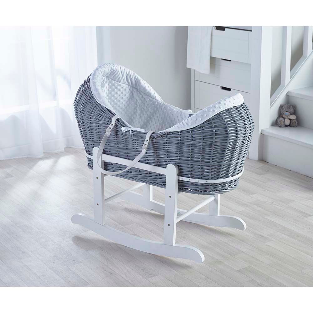 Kinder Valley - White Dimple Grey Pod Moses Basket 