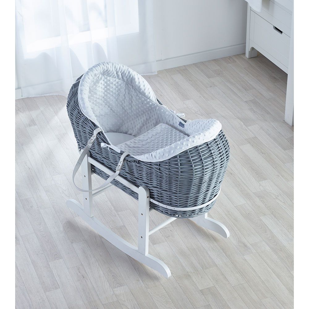 Kinder Valley - White Dimple Grey Pod Moses Basket 