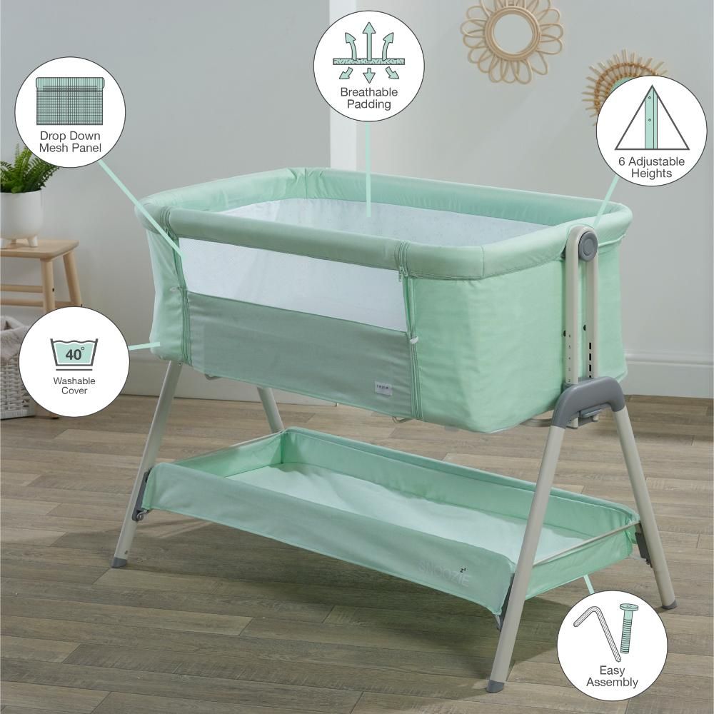 Kinder Valley - Snoozie Bedside Crib - Misty Jade