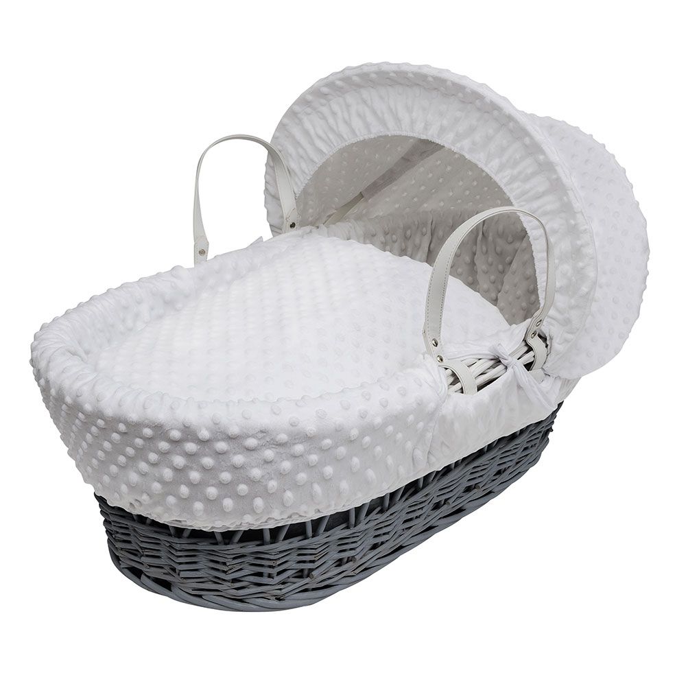 Kinder Valley - White Dimple Wicker Moses Basket w/ Stand