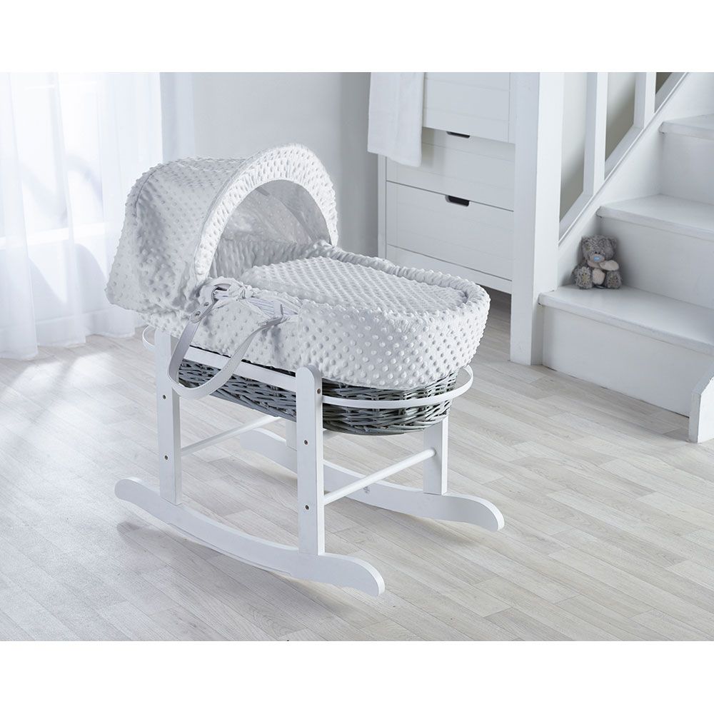 Kinder Valley - White Dimple Wicker Moses Basket w/ Stand