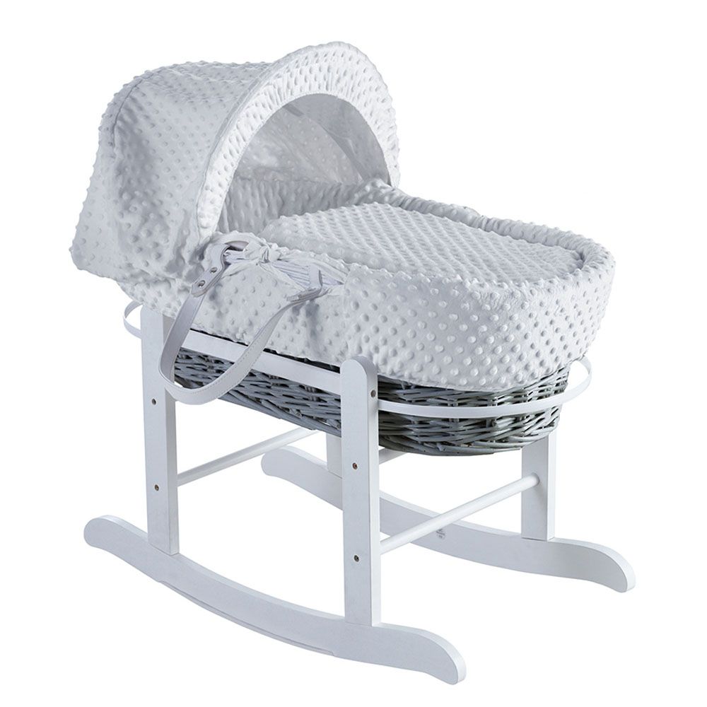 Kinder Valley - White Dimple Wicker Moses Basket w/ Stand