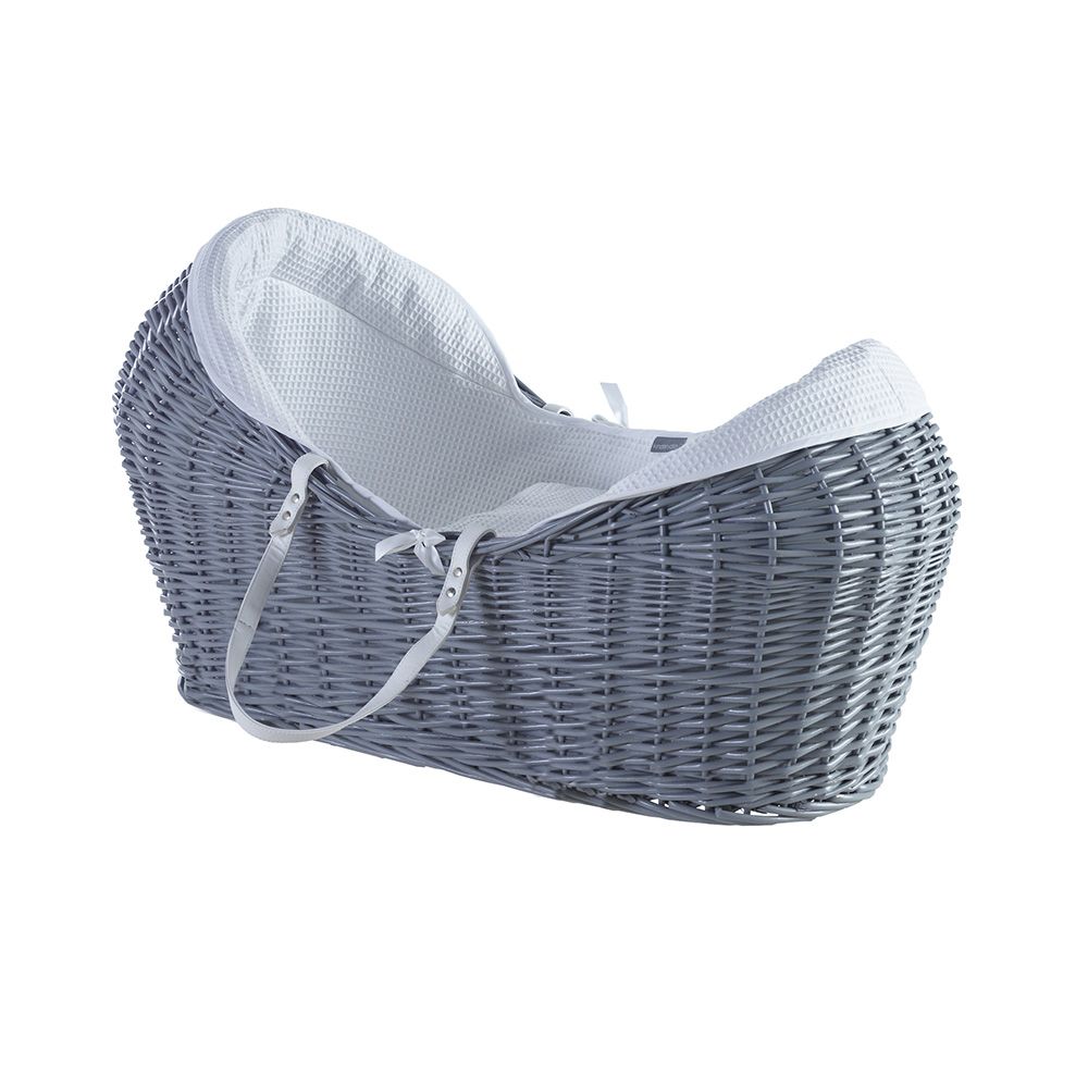 Kinder Valley - White Waffle Grey Pod Moses Basket w/ Stand