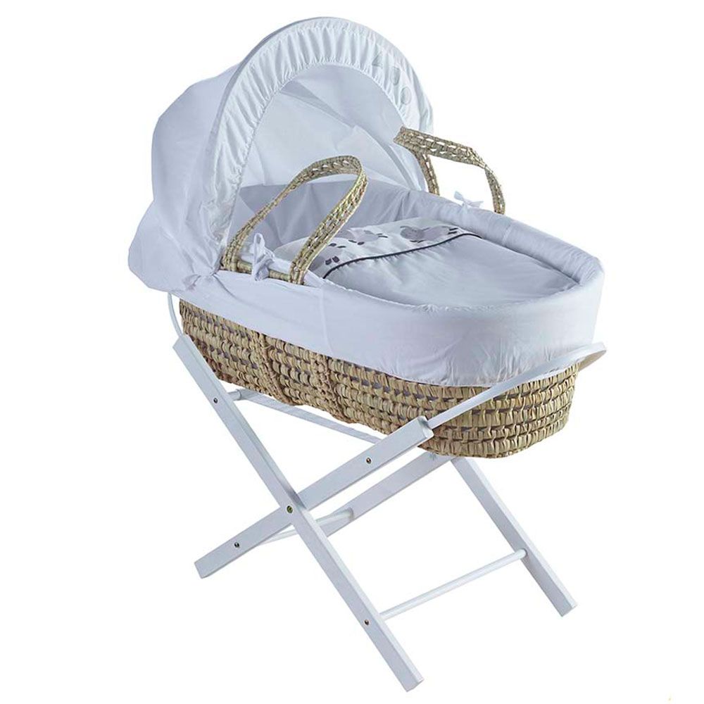 Kinder Valley - Little Sheep Palm Moses Basket With White Stand