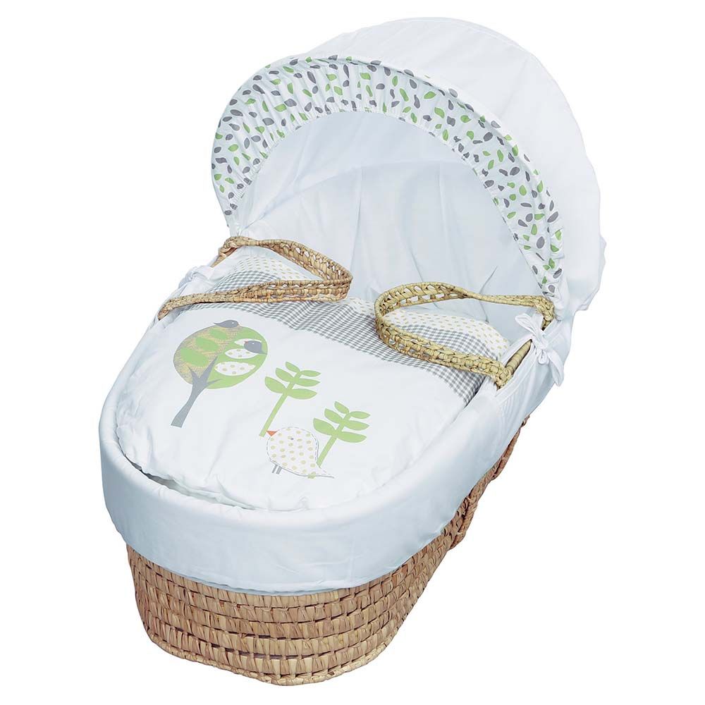 Kinder Valley - Birds Palm Moses Basket W/ Stand & Textile