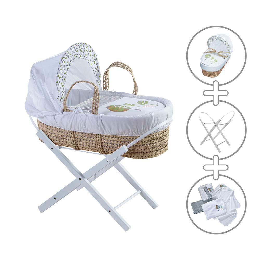 Kinder Valley - Birds Palm Moses Basket W/ Stand & Textile