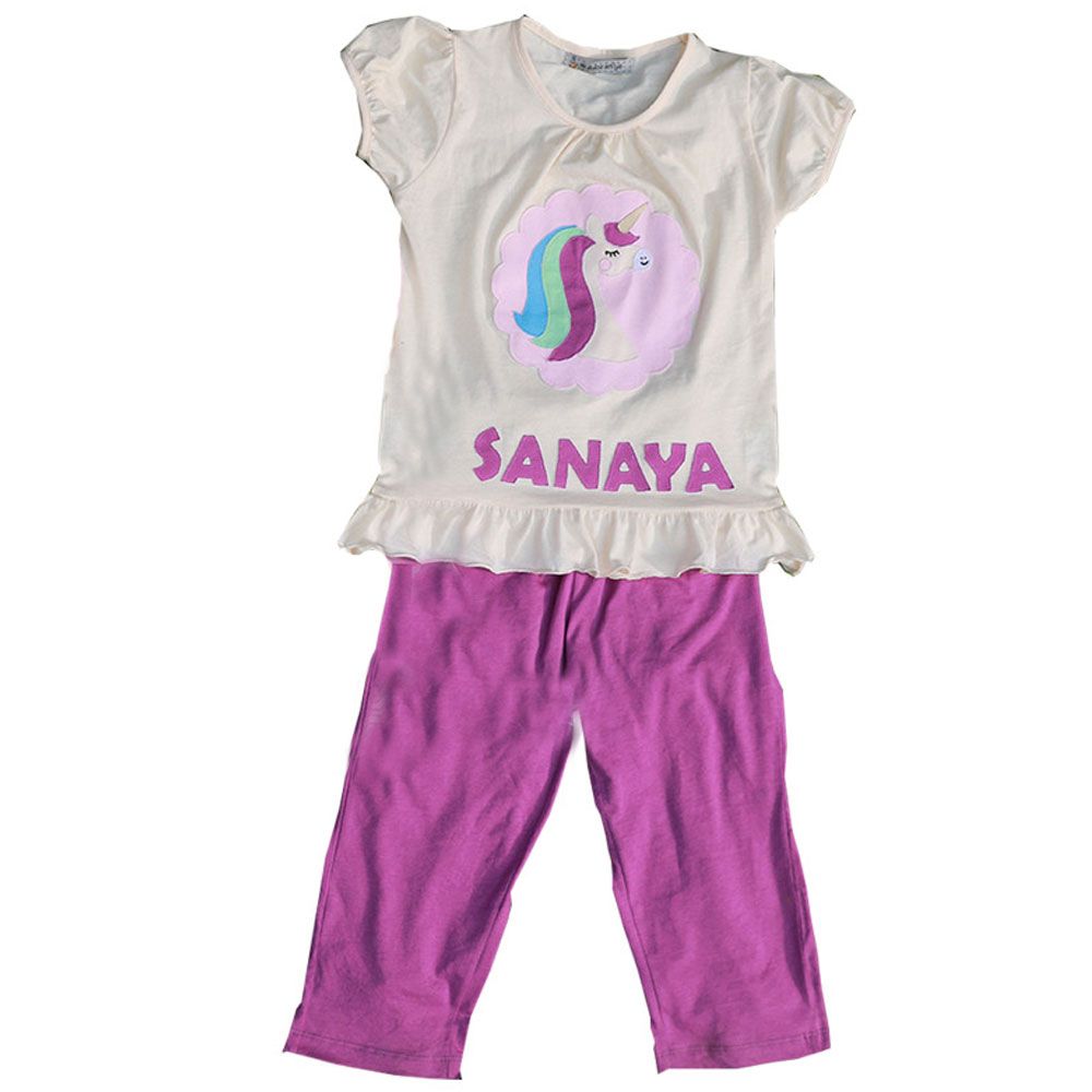 Mi Dulce An'ya - Customized Unicorn Pyjama - Cream