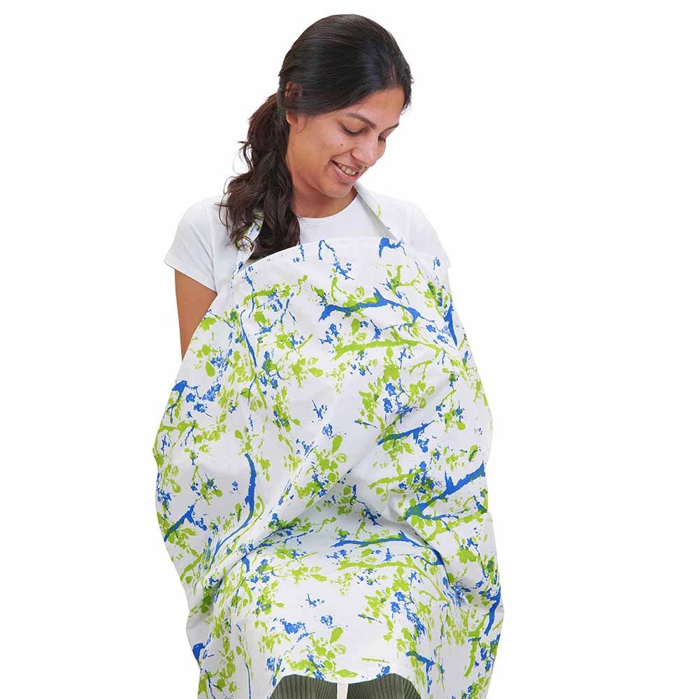 Mi Dulce An'ya - Organic Cotton Nursing Apron - Cobalt Lime