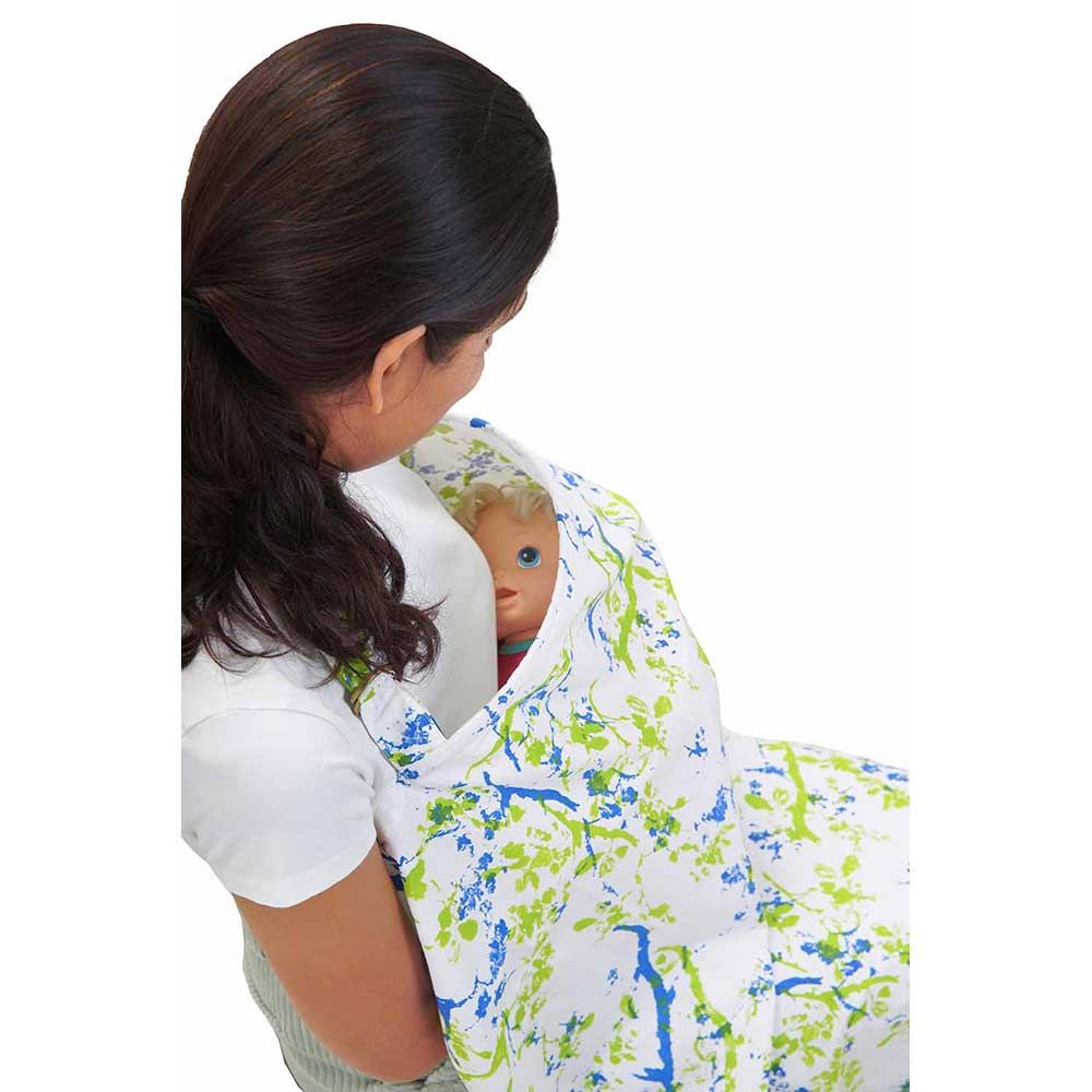 Mi Dulce An'ya - Organic Cotton Nursing Apron - Cobalt Lime