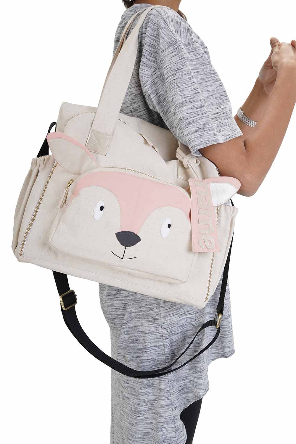 Mi Dulce An'ya - Organic Fox Diaper Bag - Cream