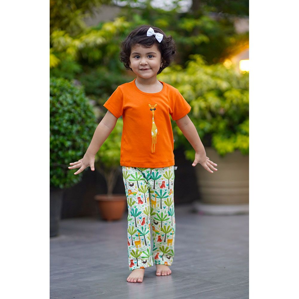 Mi Dulce An'ya - Embroidered Safari Pyjama Set - Orange