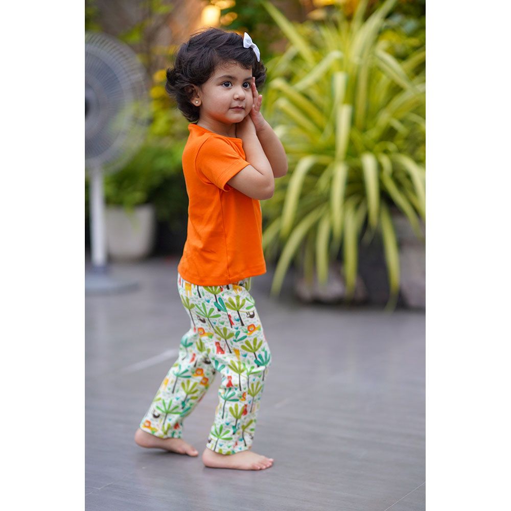 Mi Dulce An'ya - Embroidered Safari Pyjama Set - Orange