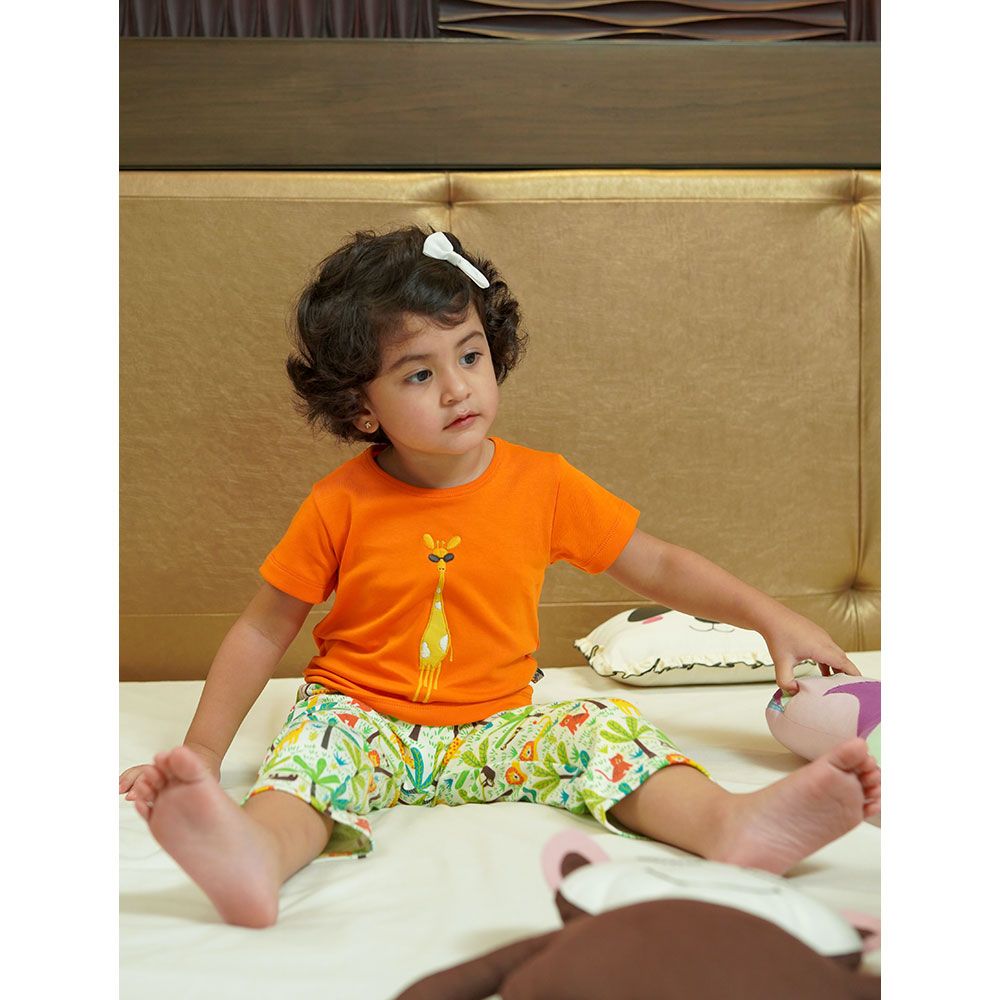 Mi Dulce An'ya - Embroidered Safari Pyjama Set - Orange