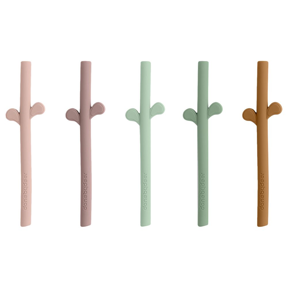 Done By Deer - Peekaboo Silicone Straw - Pack of 5 - Powder Mix