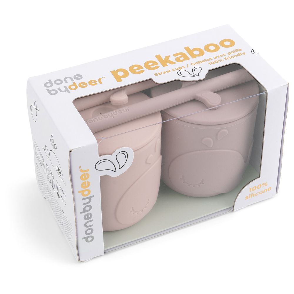 Done By Deer - Peekaboo Silicone Straw Cup - Pack of 2 - Wally Powder