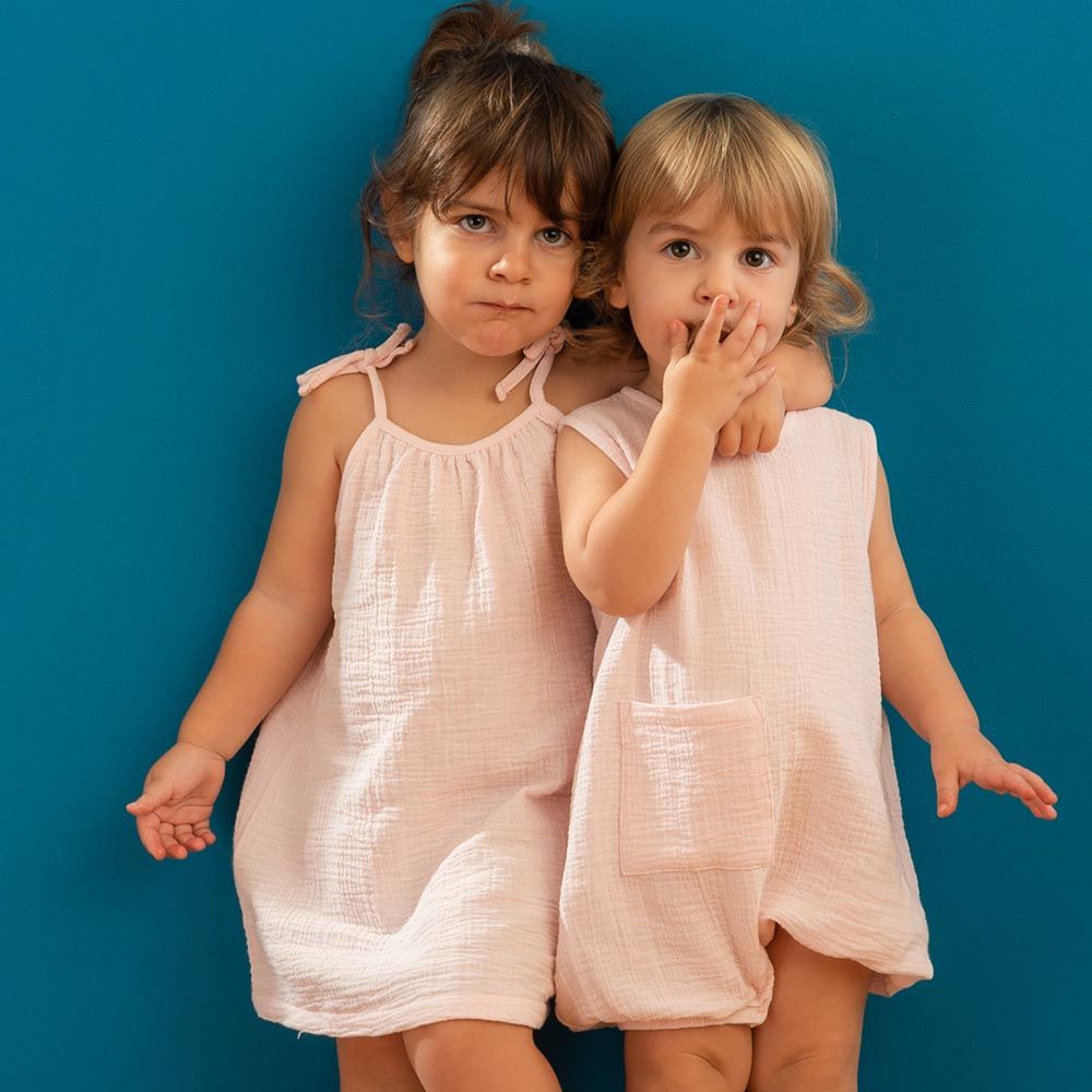 Minimou Kids - Girl Cotton Muslin Dress - Pink