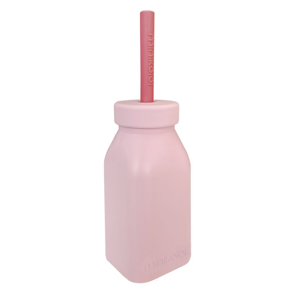 Minikoioi - Bottle & Straw - Pinky Pink/Velvet Rose - 200ml