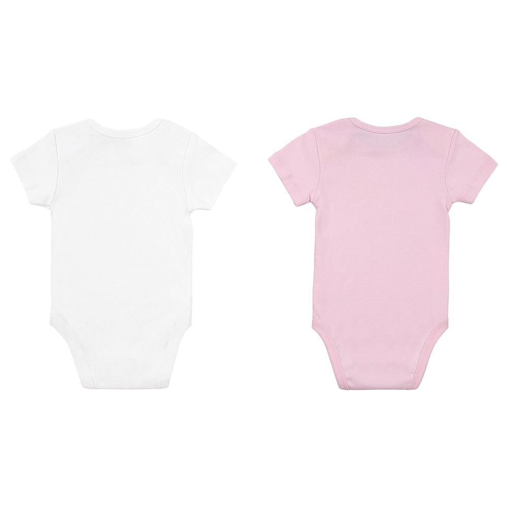 Tiny Toes - 100% CottonPack of 2 Short Sleeve Bodysuit Pink/White