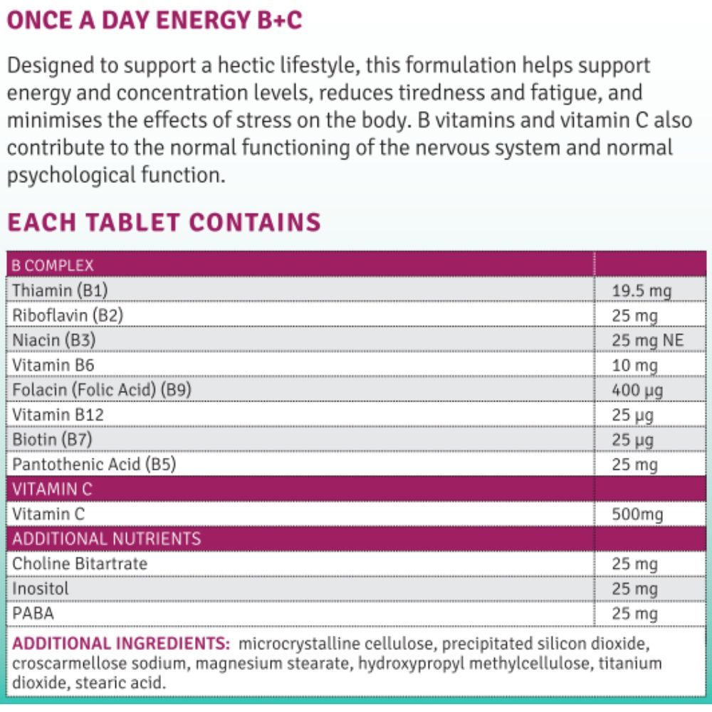 Quest - Once A Day Energy B+C Vitamin- 30 Tablets