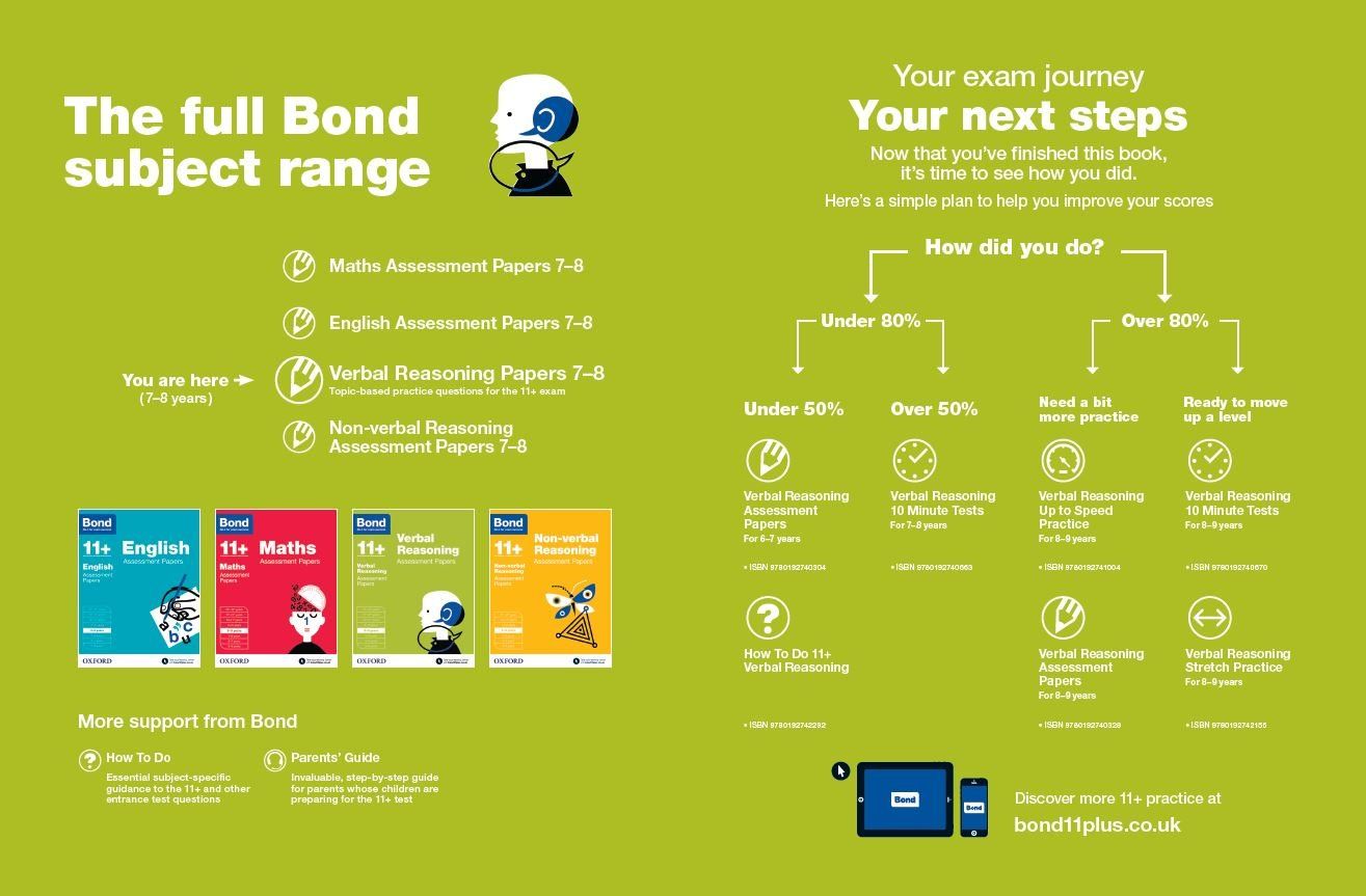 Study Guide Bond 11+ Verbal Reasoning: Papers, 7-8 Years