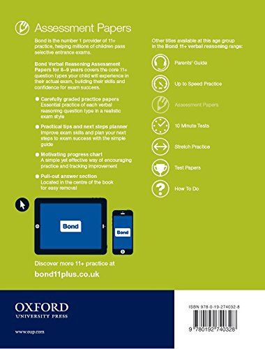 Study Guide Bond 11+ Verbal Reasoning: Papers, 8-9 Years