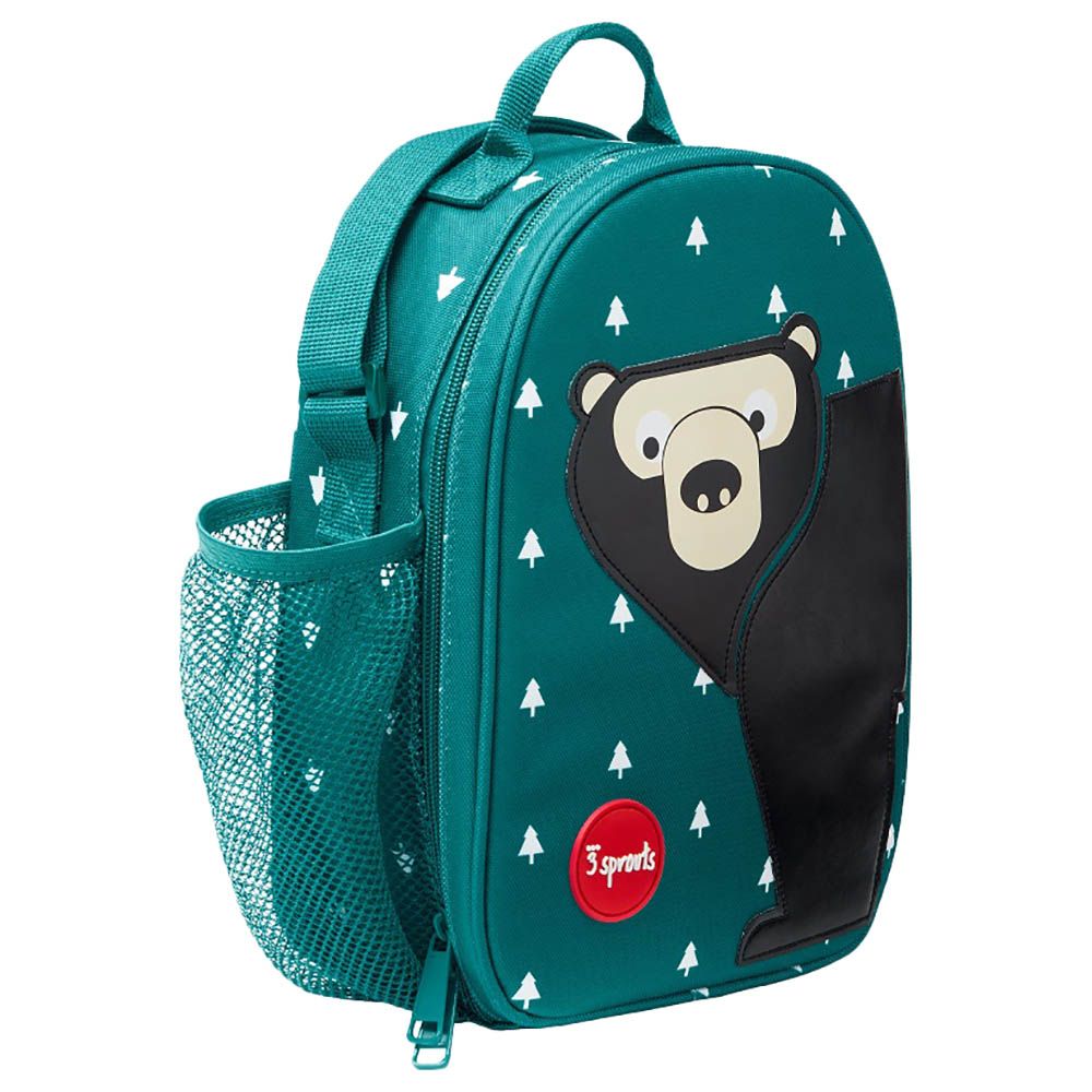 3 Sprouts - Bear Lunch Bag - Black/Teal