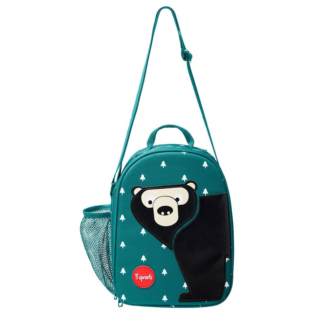 3 Sprouts - Bear Lunch Bag - Black/Teal