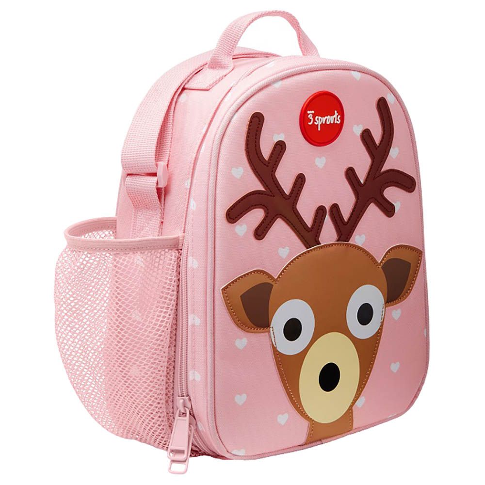 3 Sprouts - Deer Lunch Bag - Brown/Pink