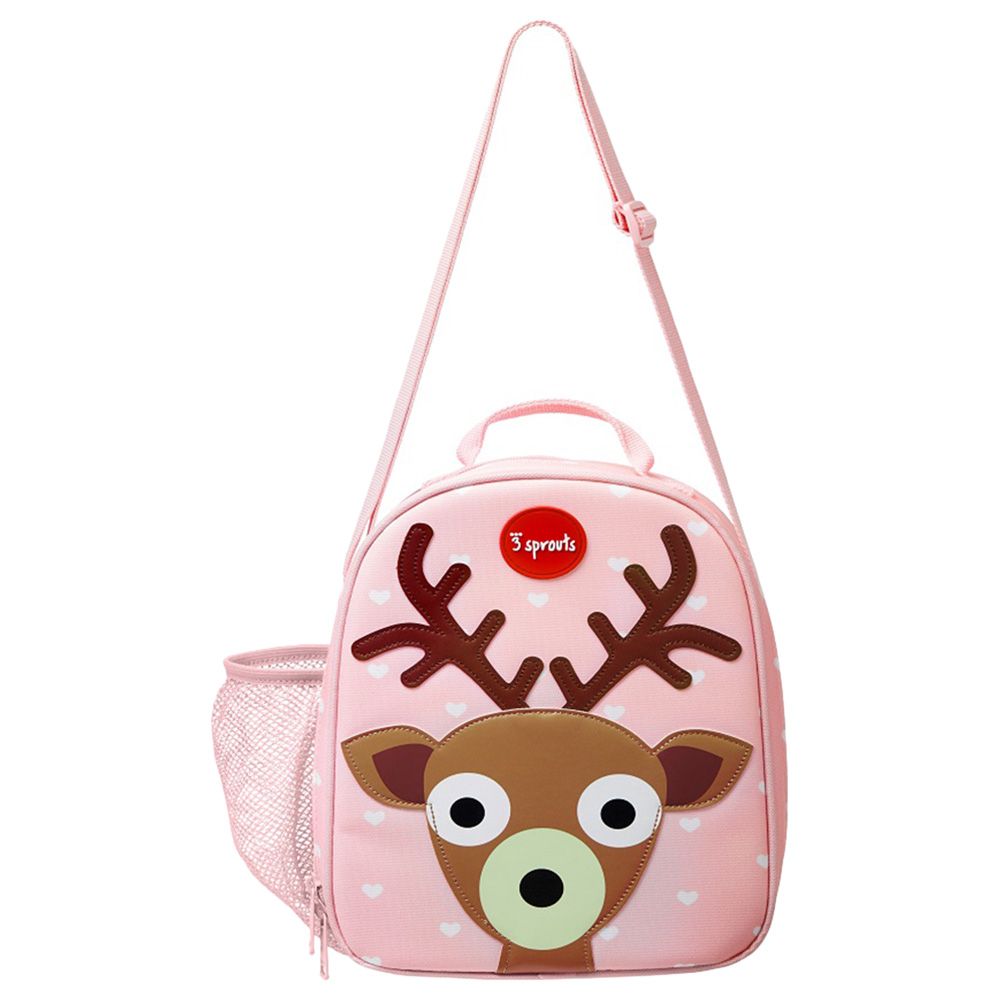 3 Sprouts - Deer Lunch Bag - Brown/Pink