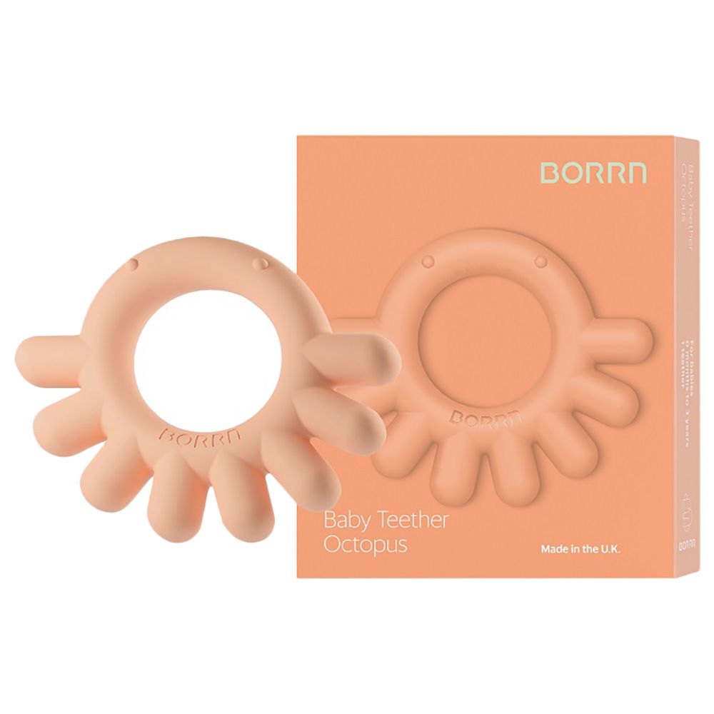 BORRN - Silicone BPA Free Non-Toxic Teether Octopus - Orange