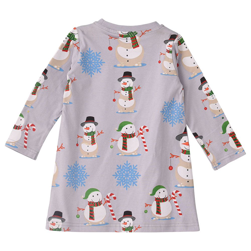 Jelliene - Knit Dorm Snowman Print T-Shirt - Grey