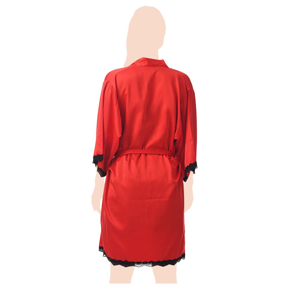 Lacy Dreams - Elegant & Comfortable Sleepwear Robe - Red