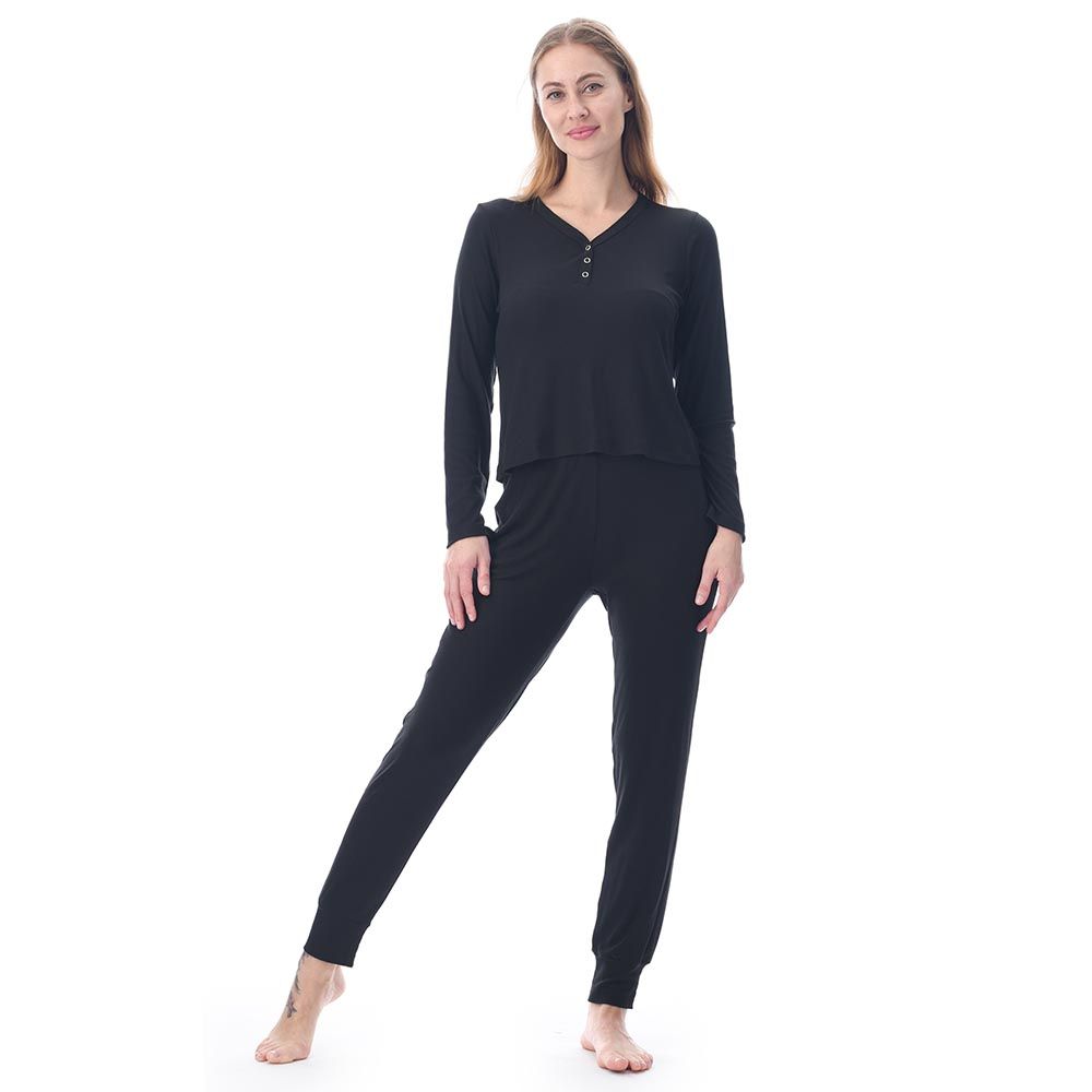 Lacy Dreams - 2pc-Set - Comfortable Top & Pyjama - Black