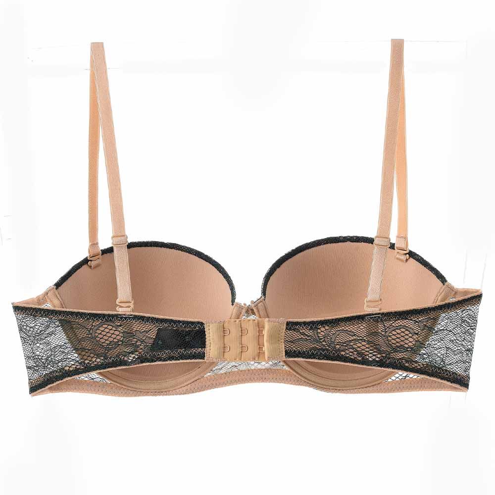 Lacy Dreams - Casual Multiway Push-Up Lace Bra - Black/Beige