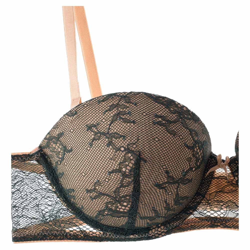 Lacy Dreams - Casual Multiway Push-Up Lace Bra - Black/Beige