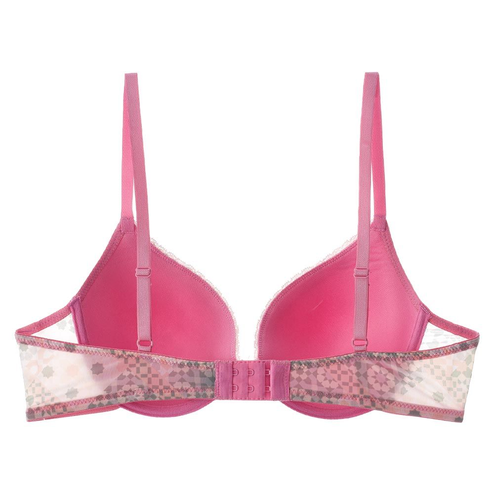 Lacy Dreams - Casual Printed Lace Bra - Pink