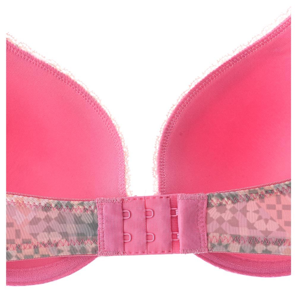 Lacy Dreams - Casual Printed Lace Bra - Pink