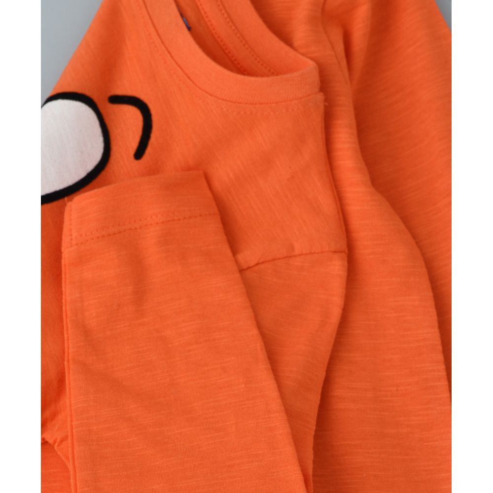 Jam - Knit Full Sleeve T-Shirt W/ Print At Front - Orange